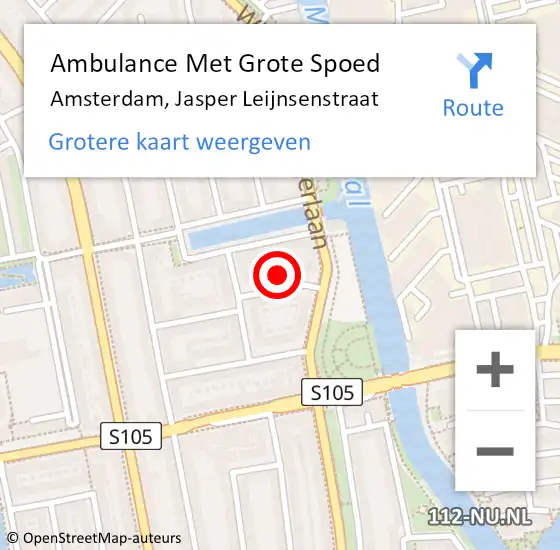 Locatie op kaart van de 112 melding: Ambulance Met Grote Spoed Naar Amsterdam, Jasper Leijnsenstraat op 16 juli 2023 04:59