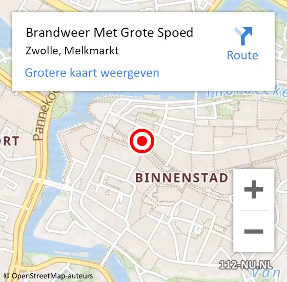 Locatie op kaart van de 112 melding: Brandweer Met Grote Spoed Naar Zwolle, Melkmarkt op 16 juli 2023 05:15