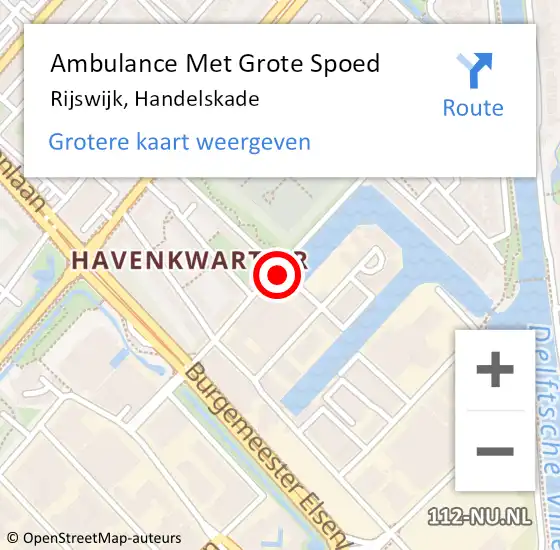 Locatie op kaart van de 112 melding: Ambulance Met Grote Spoed Naar Rijswijk, Handelskade op 16 juli 2023 05:31