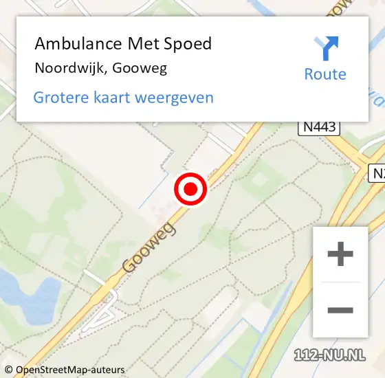 Locatie op kaart van de 112 melding: Ambulance Met Spoed Naar Noordwijk, Gooweg op 16 juli 2023 05:50