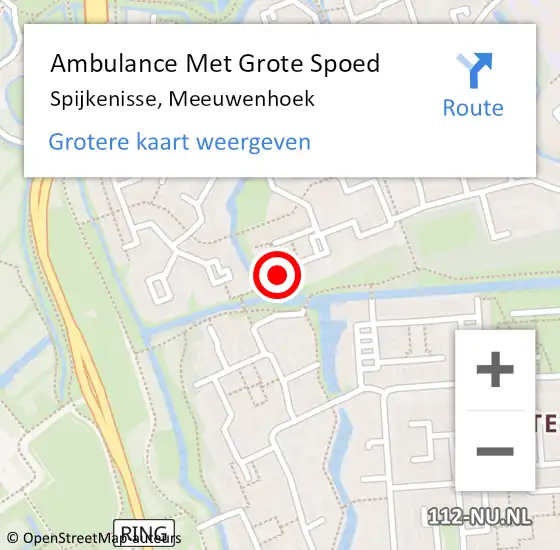 Locatie op kaart van de 112 melding: Ambulance Met Grote Spoed Naar Spijkenisse, Meeuwenhoek op 16 juli 2023 05:50