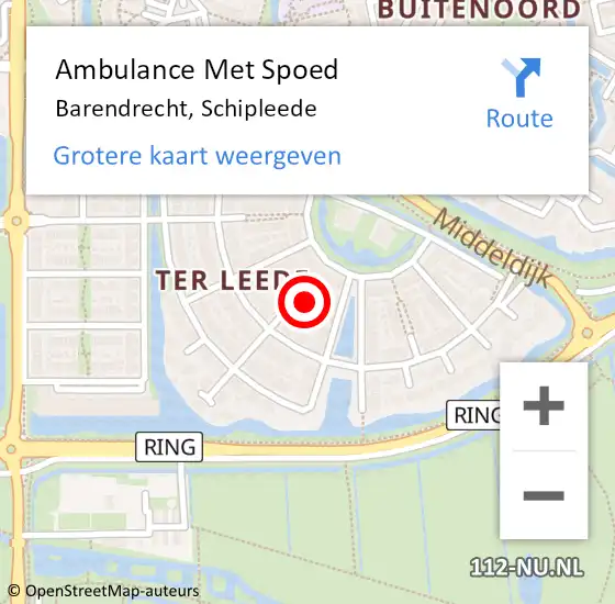 Locatie op kaart van de 112 melding: Ambulance Met Spoed Naar Barendrecht, Schipleede op 16 juli 2023 07:40