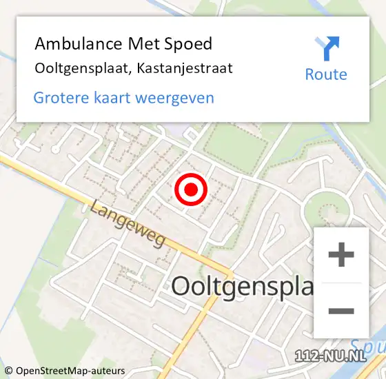 Locatie op kaart van de 112 melding: Ambulance Met Spoed Naar Ooltgensplaat, Kastanjestraat op 16 juli 2023 08:11