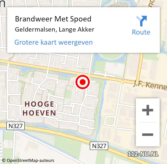 Locatie op kaart van de 112 melding: Brandweer Met Spoed Naar Geldermalsen, Lange Akker op 16 juli 2023 08:12