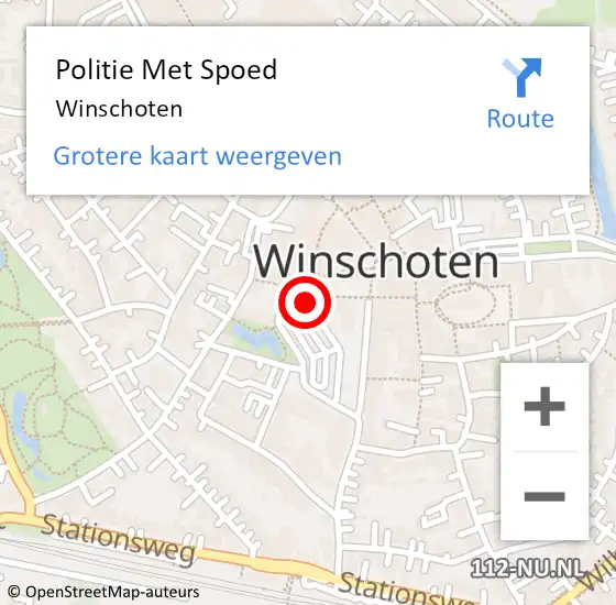 Locatie op kaart van de 112 melding: Politie Met Spoed Naar Winschoten op 16 juli 2023 08:19
