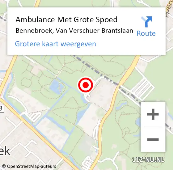 Locatie op kaart van de 112 melding: Ambulance Met Grote Spoed Naar Bennebroek, Van Verschuer Brantslaan op 16 juli 2023 08:21