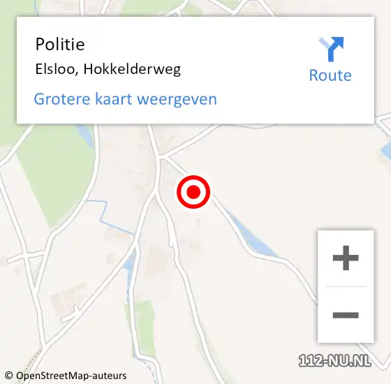 Locatie op kaart van de 112 melding: Politie Elsloo, Hokkelderweg op 16 juli 2023 08:31