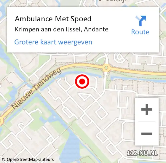 Locatie op kaart van de 112 melding: Ambulance Met Spoed Naar Krimpen aan den IJssel, Andante op 16 juli 2023 08:49