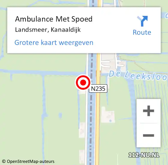 Locatie op kaart van de 112 melding: Ambulance Met Spoed Naar Landsmeer, Kanaaldijk op 16 juli 2023 09:41