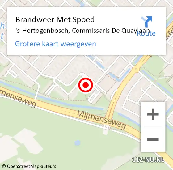 Locatie op kaart van de 112 melding: Brandweer Met Spoed Naar 's-Hertogenbosch, Commissaris De Quaylaan op 16 juli 2023 09:43