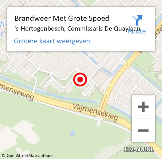 Locatie op kaart van de 112 melding: Brandweer Met Grote Spoed Naar 's-Hertogenbosch, Commissaris De Quaylaan op 16 juli 2023 09:44