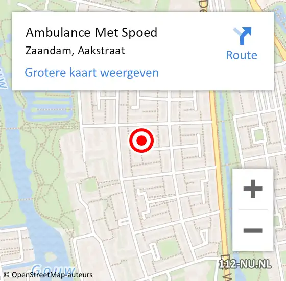 Locatie op kaart van de 112 melding: Ambulance Met Spoed Naar Zaandam, Aakstraat op 16 juli 2023 10:24