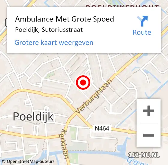 Locatie op kaart van de 112 melding: Ambulance Met Grote Spoed Naar Poeldijk, Sutoriusstraat op 16 juli 2023 10:25