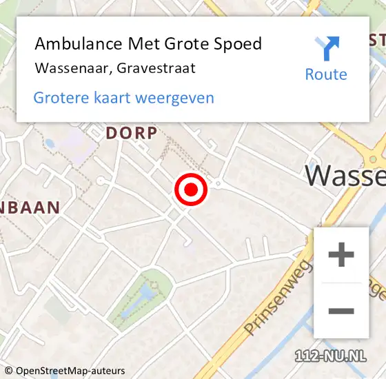 Locatie op kaart van de 112 melding: Ambulance Met Grote Spoed Naar Wassenaar, Gravestraat op 16 juli 2023 10:32