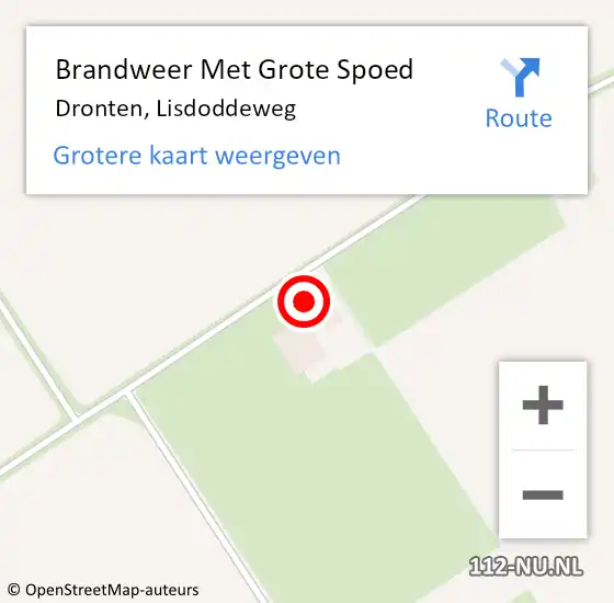 Locatie op kaart van de 112 melding: Brandweer Met Grote Spoed Naar Dronten, Lisdoddeweg op 16 juli 2023 10:55