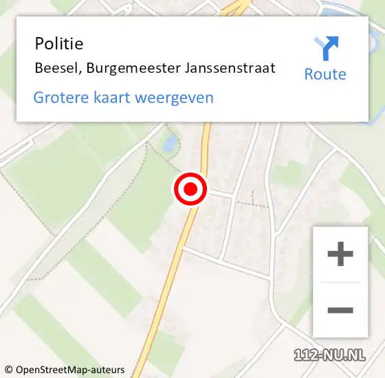 Locatie op kaart van de 112 melding: Politie Beesel, Burgemeester Janssenstraat op 16 juli 2023 10:56