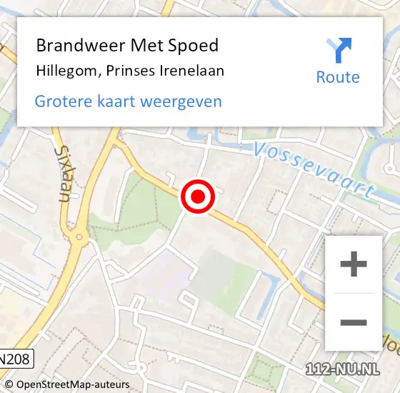 Locatie op kaart van de 112 melding: Brandweer Met Spoed Naar Hillegom, Prinses Irenelaan op 16 juli 2023 10:56