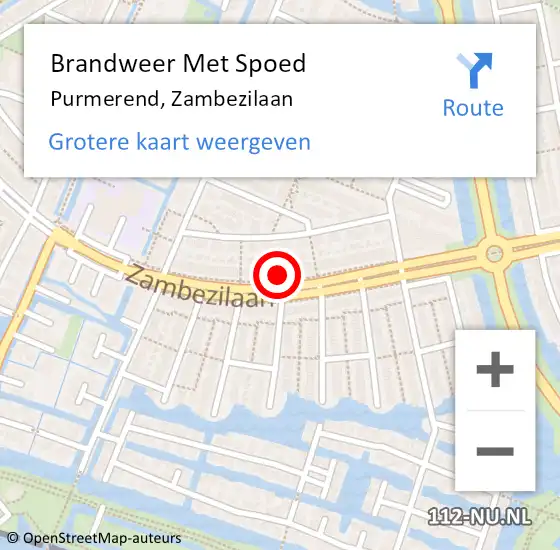 Locatie op kaart van de 112 melding: Brandweer Met Spoed Naar Purmerend, Zambezilaan op 16 juli 2023 10:58