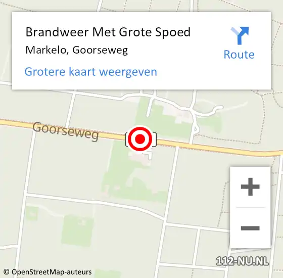 Locatie op kaart van de 112 melding: Brandweer Met Grote Spoed Naar Markelo, Goorseweg op 1 september 2014 19:56