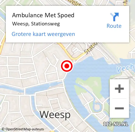 Locatie op kaart van de 112 melding: Ambulance Met Spoed Naar Weesp, Stationsweg op 16 juli 2023 11:29