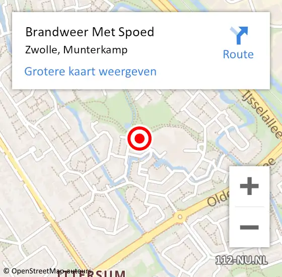 Locatie op kaart van de 112 melding: Brandweer Met Spoed Naar Zwolle, Munterkamp op 16 juli 2023 12:36