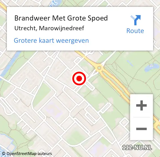 Locatie op kaart van de 112 melding: Brandweer Met Grote Spoed Naar Utrecht, Marowijnedreef op 16 juli 2023 12:41