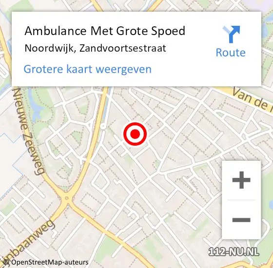 Locatie op kaart van de 112 melding: Ambulance Met Grote Spoed Naar Noordwijk, Zandvoortsestraat op 16 juli 2023 12:51