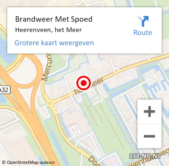 Locatie op kaart van de 112 melding: Brandweer Met Spoed Naar Heerenveen, het Meer op 16 juli 2023 12:57