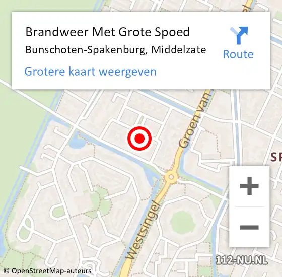 Locatie op kaart van de 112 melding: Brandweer Met Grote Spoed Naar Bunschoten-Spakenburg, Middelzate op 16 juli 2023 13:09