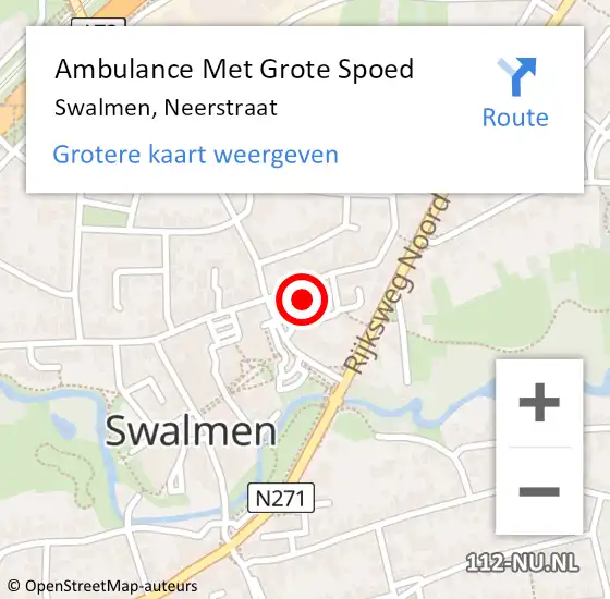 Locatie op kaart van de 112 melding: Ambulance Met Grote Spoed Naar Swalmen, Neerstraat op 16 juli 2023 13:27