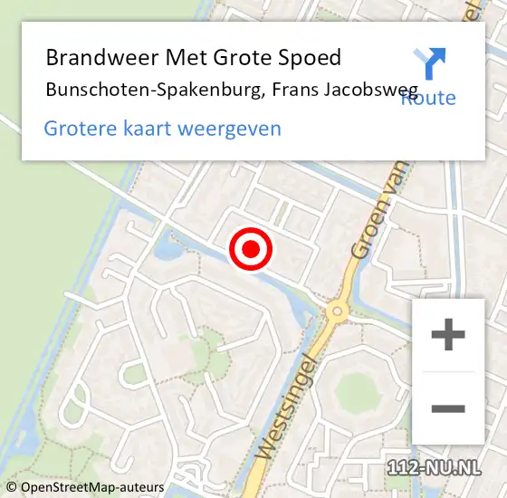 Locatie op kaart van de 112 melding: Brandweer Met Grote Spoed Naar Bunschoten-Spakenburg, Frans Jacobsweg op 16 juli 2023 13:45