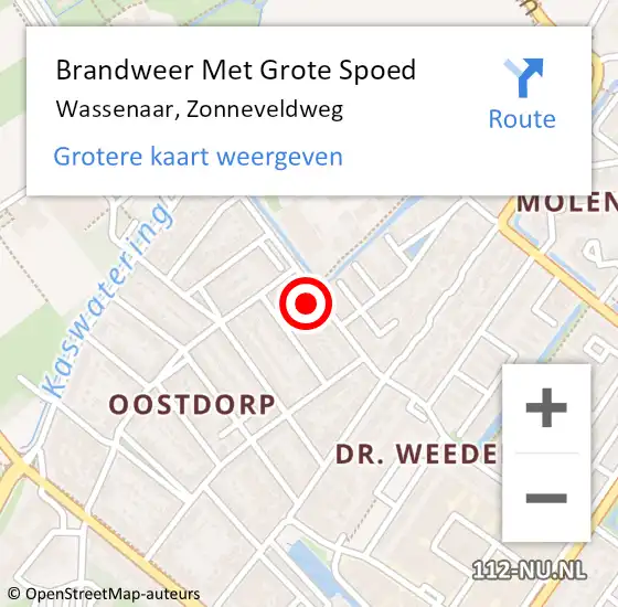 Locatie op kaart van de 112 melding: Brandweer Met Grote Spoed Naar Wassenaar, Zonneveldweg op 16 juli 2023 13:48