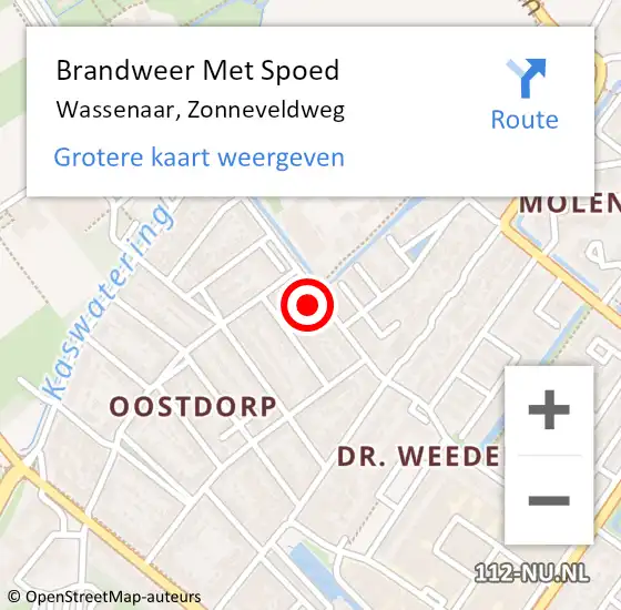 Locatie op kaart van de 112 melding: Brandweer Met Spoed Naar Wassenaar, Zonneveldweg op 16 juli 2023 14:06