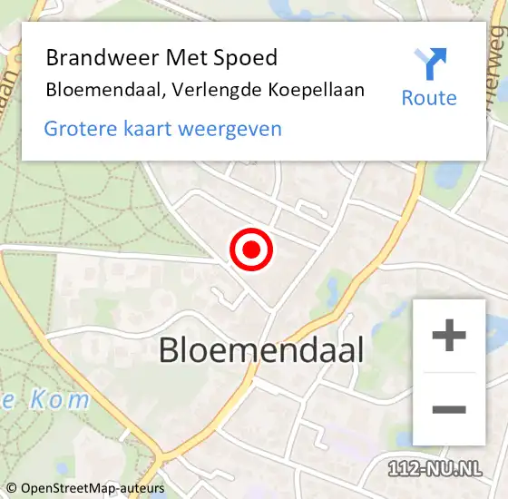 Locatie op kaart van de 112 melding: Brandweer Met Spoed Naar Bloemendaal, Verlengde Koepellaan op 16 juli 2023 14:26