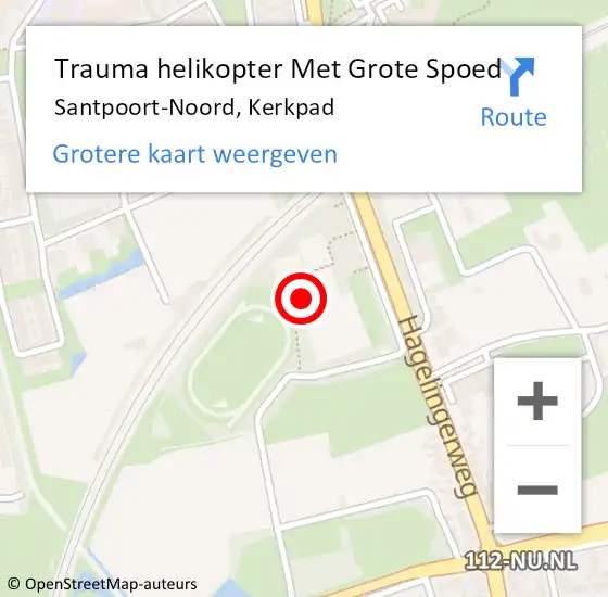 Locatie op kaart van de 112 melding: Trauma helikopter Met Grote Spoed Naar Santpoort-Noord, Kerkpad op 16 juli 2023 14:42