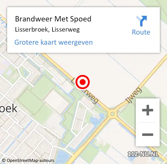 Locatie op kaart van de 112 melding: Brandweer Met Spoed Naar Lisserbroek, Lisserweg op 16 juli 2023 14:43