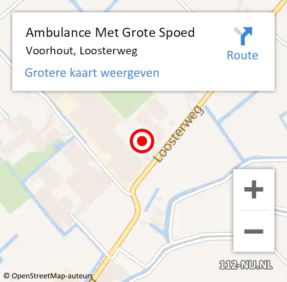 Locatie op kaart van de 112 melding: Ambulance Met Grote Spoed Naar Voorhout, Loosterweg op 16 juli 2023 14:48