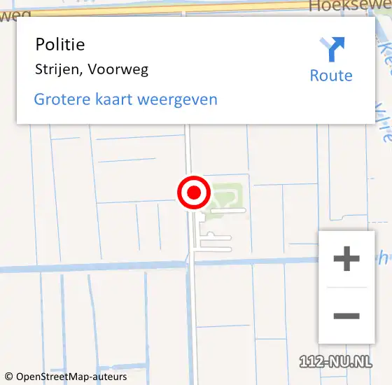 Locatie op kaart van de 112 melding: Politie Strijen, Voorweg op 16 juli 2023 15:16