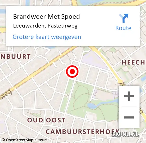 Locatie op kaart van de 112 melding: Brandweer Met Spoed Naar Leeuwarden, Pasteurweg op 16 juli 2023 15:17