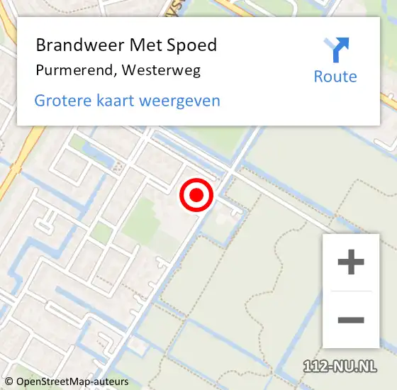 Locatie op kaart van de 112 melding: Brandweer Met Spoed Naar Purmerend, Westerweg op 16 juli 2023 15:17