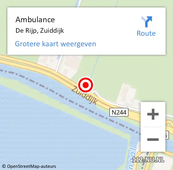 Locatie op kaart van de 112 melding: Ambulance De Rijp, Zuiddijk op 16 juli 2023 16:18