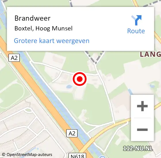 Locatie op kaart van de 112 melding: Brandweer Boxtel, Hoog Munsel op 16 juli 2023 16:22