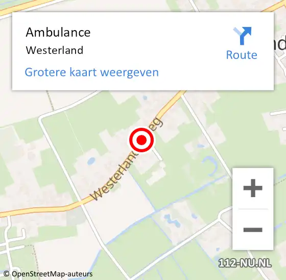 Locatie op kaart van de 112 melding: Ambulance Westerland op 16 juli 2023 16:34