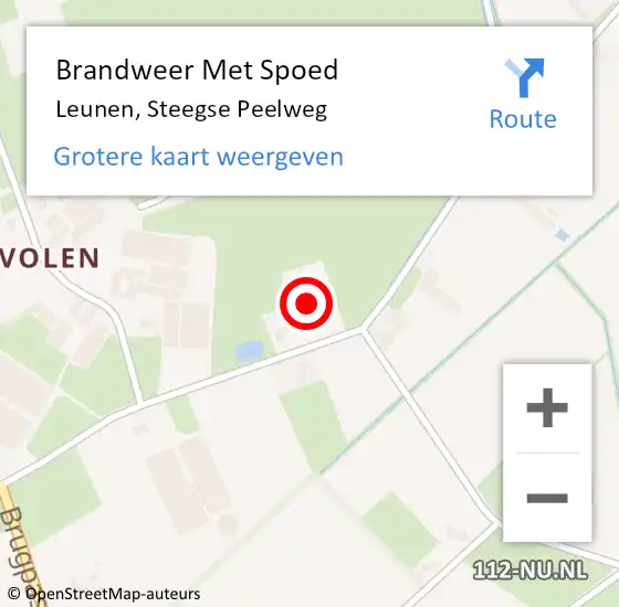 Locatie op kaart van de 112 melding: Brandweer Met Spoed Naar Leunen, Steegse Peelweg op 16 juli 2023 16:58