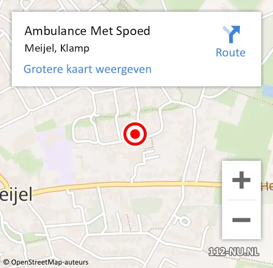 Locatie op kaart van de 112 melding: Ambulance Met Spoed Naar Meijel, Klamp op 1 september 2014 20:39