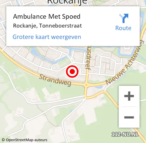 Locatie op kaart van de 112 melding: Ambulance Met Spoed Naar Rockanje, Tonneboerstraat op 16 juli 2023 17:08