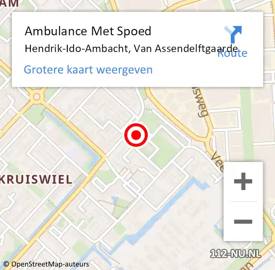 Locatie op kaart van de 112 melding: Ambulance Met Spoed Naar Hendrik-Ido-Ambacht, Van Assendelftgaarde op 16 juli 2023 17:09