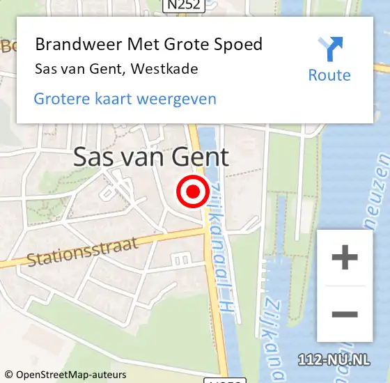 Locatie op kaart van de 112 melding: Brandweer Met Grote Spoed Naar Sas van Gent, Westkade op 16 juli 2023 17:14