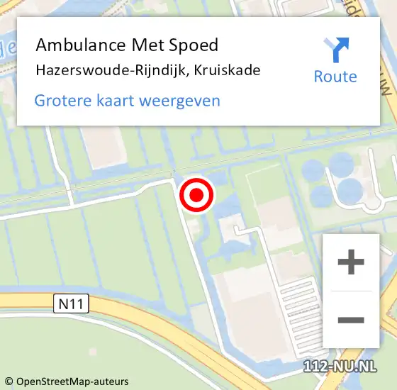 Locatie op kaart van de 112 melding: Ambulance Met Spoed Naar Hazerswoude-Rijndijk, Kruiskade op 16 juli 2023 17:20