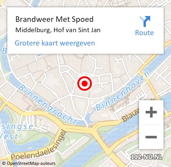 Locatie op kaart van de 112 melding: Brandweer Met Spoed Naar Middelburg, Hof van Sint Jan op 16 juli 2023 17:47